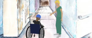 Dear Mareitha - Illustrasjon av en i rullestol og en sykepleier
